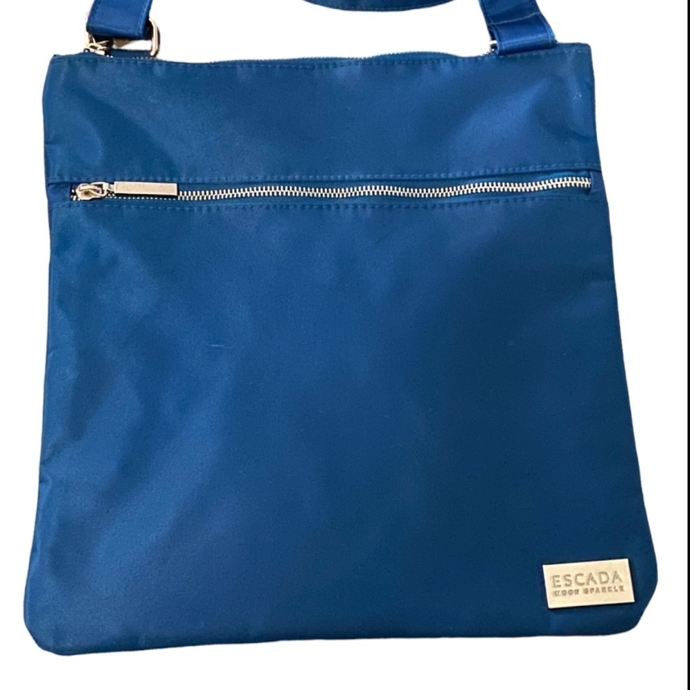 ESCADA MOON SPARKLE ~ XL Nylon Fully Lined Blue Crossbody